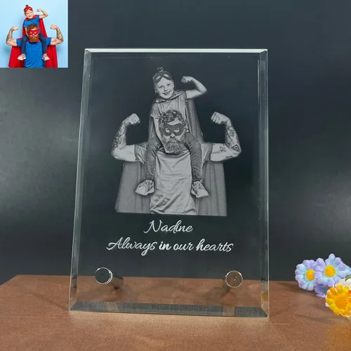 Vista 7 de Foto de cristal 2D, regalo personalizado para papá, mamá, él y ella con tu foto. Regalos de imagen personalizados para cumpleaños, boda