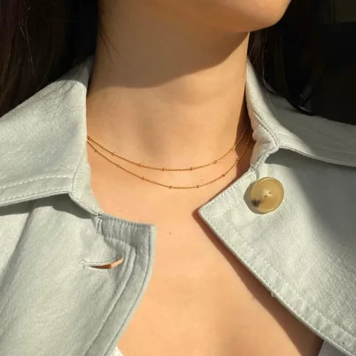 Vista 28 de Collares en capas para mujer, chapados en plata, delicada cuerda torcida de serpiente, delicado collar en capas, gargantilla de diferentes