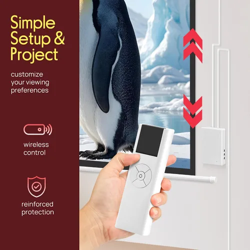 Vista 4 de Pyle Pantalla de proyector motorizada de 84 pulgadas, formato blanco mate 4:3, pantalla de proyección automática desplegable con control remoto