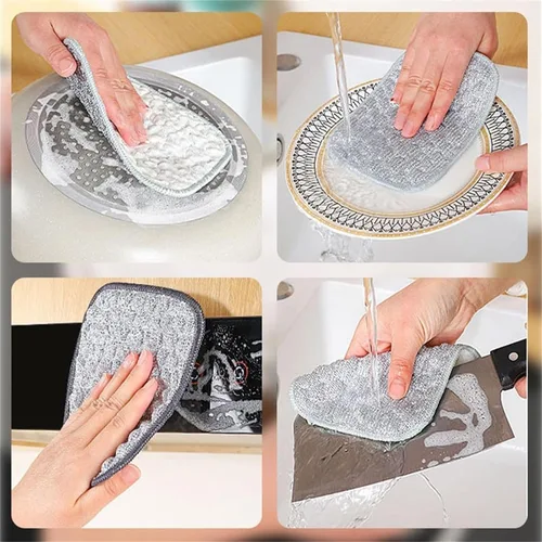 Vista 5 de Generic Trapos multiusos de alambre para lavar platos, 5 piezas, plata, paños de cocina casuales de 2 x 4 pulgadas