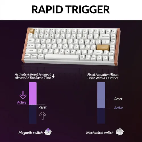 Vista 5 de Keychron K2 HE Rapid Trigger Teclado mecánico inalámbrico personalizado con efecto Hall Gateron interruptor magnético de doble riel, 2.4 GHz QMK