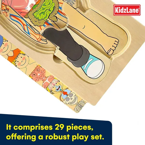 Vista 11 de Kidzlane Boy Wooden My Body Puzzle for Toddlers & Kids - 29 Piece Boys Anatomy Puzzle Kid Play Set - Anatomy for Kids, Skeleton Toys for Children