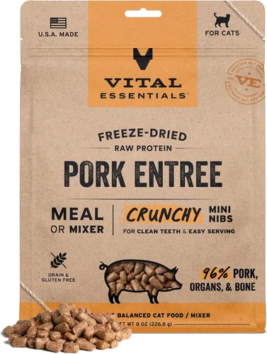 Vista 12 de Vital Essentials Alimento liofilizado para gatos, carne cruda y pollo crujientes Mini nibs Comida completa o cobertura 96% carne de res, pollo