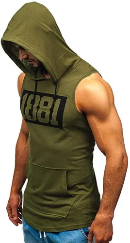 Vista 3 de Camisetas sin mangas para hombre, para entrenamiento, sin mangas, para gimnasio, entrenamiento, fisicoculturismo, corte muscular, camisetas