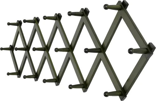 Vista 18 de SKOLOO Perchero de pared para sombreros con 14 ganchos, de madera maciza, moderno, perchero de pared expandible para abrigos, sombreros, bolsos