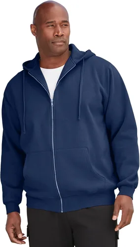 Vista 18 de KingSize - Chaqueta de forro polar con capucha y cremallera frontal para hombre Negro