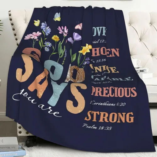 Vista 9 de Manta Cristiana, Regalos de Cumpleaños para Mujeres y Hombres, Manta Decorativa Inspiradora de Escritura con Versículo Bíblico Regalos Religiosos