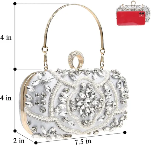 Vista 2 de Womens Sparkly Rhinestone Crystal Clutch Bag Glitter Sequin Bridal Purse Evening Handbag for Wedding Party Prom