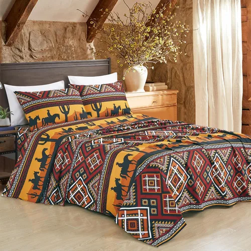 Vista 24 de Chezmoi Collection Juego de sábanas geométricas Lodge de 3 piezas tamaño Twin - Multicolor azul con estampado de diamante, microfibra cepillada