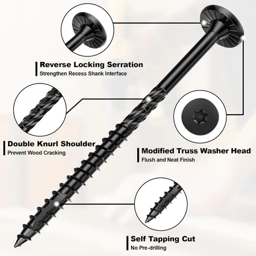Vista 3 de FMhotu 50 tornillos para madera de 12 pulgadas, resistentes a la corrosión, para paisajismo, troncos y madera para madera, cierres resistentes al