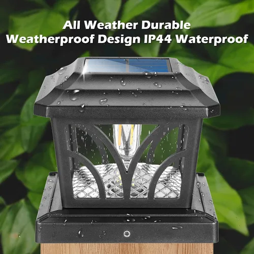 Vista 6 de LeiDrail Luces solares para postes al aire libre, 2 modos de aluminio con tapa de valla solar Edison para postes de vinilo de madera de 4 x 4, 5 x