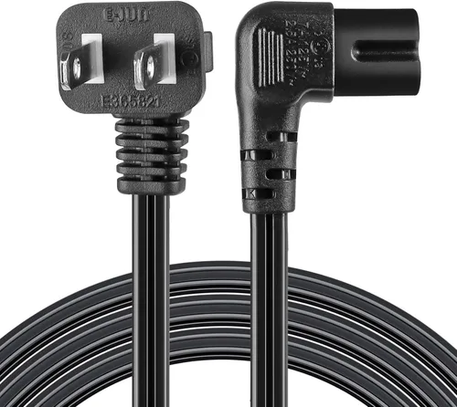 Vista 3 de Cable de alimentación universal de 2 clavijas en ángulo de 18 AWG - NEMA 1-15P a IEC320 C7 Figura 8 Conector de escopeta, cable de alimentación