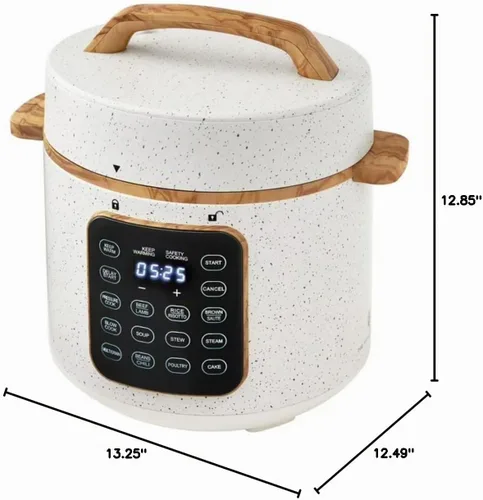 Vista 8 de P.W Linen Speckle - Olla a presión de 6 cuartos de galón con pantalla de control táctil, cocina multifunción programable