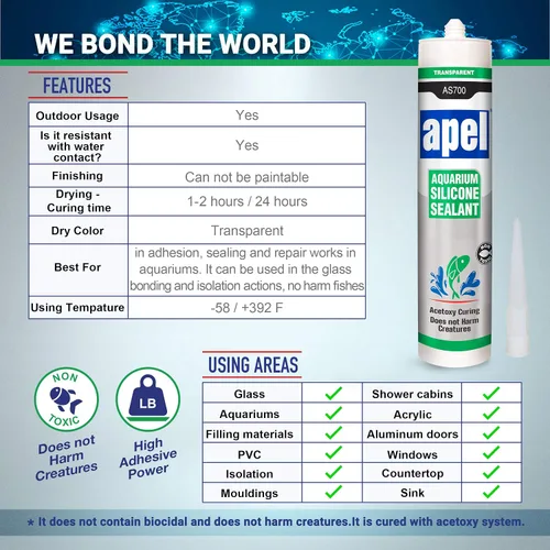 Vista 4 de Sellador de silicona 100% acuario (10.4 fl oz) seguro para peces (paquete de 1)