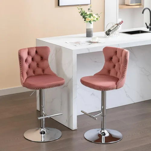Vista 19 de Sillas para Barra de Cocina, Bancos para Barra de Cocina, juego de 2 sillas giratorias de bar de cocina con respaldo, para el hogar pub e isla Beige
