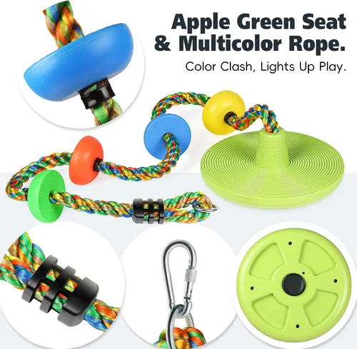 Vista 7 de ZNCMRR Cuerda de Escalada para Columpio de Árbol, Asiento de Columpios Resistente de Reemplazo para Niños, Asiento de Columpios de Escalada