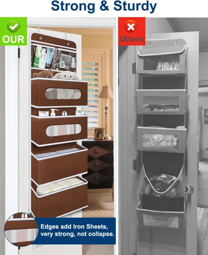 Vista 5 de Organizador para colocar sobre la puerta con 2 pequeños de PVC y 4 bolsillos grandes detrás de la puerta, organizador de almacenamiento