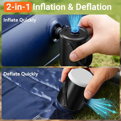Vista 3 de Preciva Electric Air Pump for Inflatables - 18W Portable Air Pump with 3 Nozzles - 4kPa Inflator/Deflator Pumps - fit for Outdoor Camping, Air