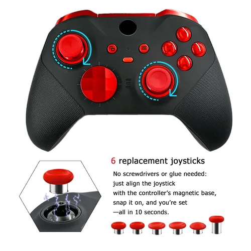 Vista 6 de KanKanGou Customized Elite Series 2 Controller-Magic Sound Red,Compatible with Xbox Elite Series 2 Controller,Gamepad Compatible for Xbox One,Xbox