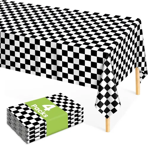 Vista 15 de Mulbozy Mantel de plástico negro desechable 4 unidades, 54 × 108 pulgadas
