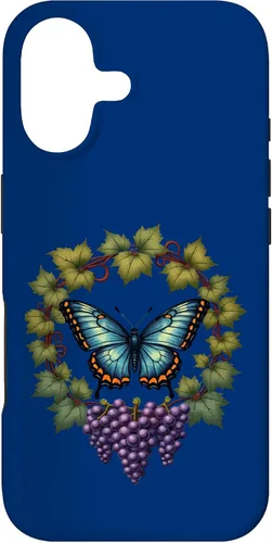 Vista 32 de Blue Winged Diana Fritillary Butterfly and Grape Vine Case for iPhone XR