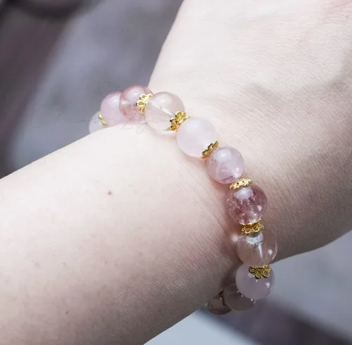 Vista 146 de Precious Gemstone Natural Crystal Healing Bracelet, Rutilated Quartz, Moonstone, Quartz Handmade Original Design Bracelet