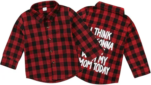 Vista 6 de Camisa de manga larga para bebé y niña a cuadros para niños primavera invierno