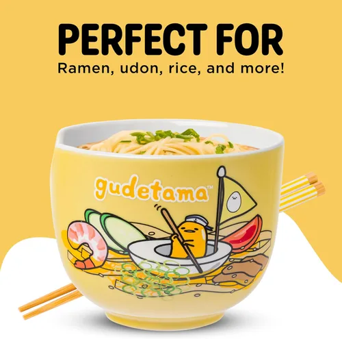 Vista 67 de Silver Buffalo Hello Kitty y sus amigos Chococat - Tazón de cerámica para ramen y arroz con palillos, patrón a cuadros, apto para microondas, 20