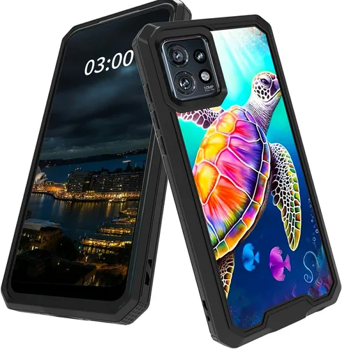 Vista 23 de Funda para Motorola Edge Plus para Moto Edge Plus 2023 con diseño de patrón de mariposa artística a prueba de caídas de policarbonato duro de doble