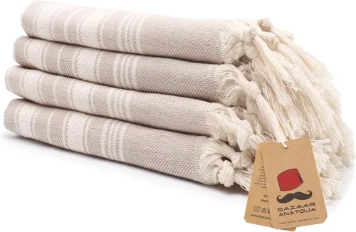 Vista 33 de Bazaar Anatolia Toallas de mano – Juego de 4 39 x 19 pulgadas – Toalla de mano turca a rayas para baño, 100% algodón, cocina, cara, cabello, té