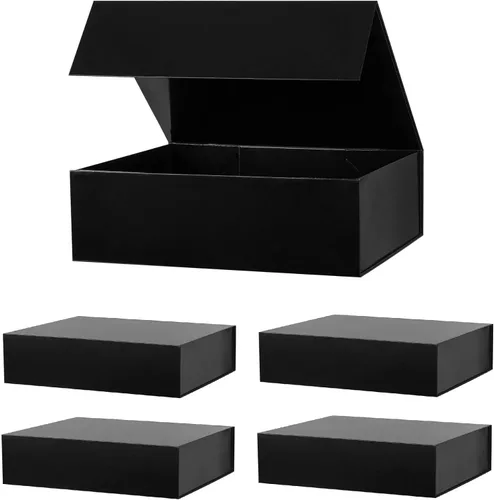 Vista 10 de Caja de regalo negra de 16 x 13 x 5.3 pulgadas, caja de regalo para padrinos de boda con tapa magnética, cajas de regalo grandes para Pascua, día