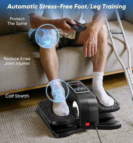 Vista 6 de HOMGIM Under Desk Elliptical Machine - Quiet Motorized Leg Exerciser with Smart Remote, 12-Speed Manual Programs Auto/3 Auto Programs LCD Display &