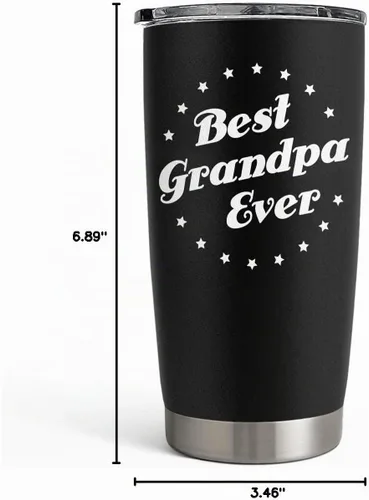 Vista 8 de SANDJEST Vaso con aislamiento para viajes, el mejor set de regalo para el mejor abuelo de todos, para papá, abuelo - Taza de 20 oz - Gran regalo