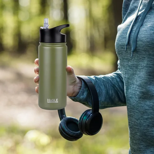 Vista 6 de HASLE OUTFITTERS Botella de agua aislada de 16 onzas para niños, botella de agua de acero inoxidable de doble pared al vacío, a prueba de fugas