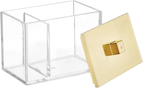 Vista 7 de mDesign Organizador Moderno Cuadrado para Encimera de Tocador de Baño, Recipiente Tarro de Almacenamiento para Hisopos de Algodón, Discos, Bolas