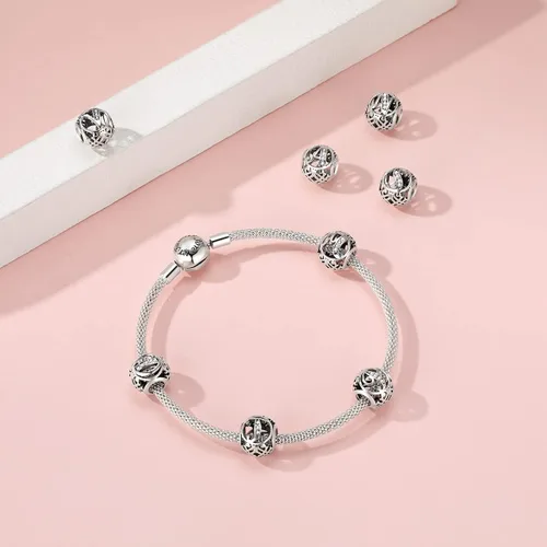 Vista 4 de TIZU Dijes de plata de ley 925 para dijes, pulseras, cuentas iniciales del alfabeto, joyería de regalo para mujeres