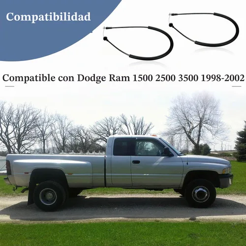Vista 4 de 2 cables de pestillo de puerta trasera izquierda y derecha compatibles con Dodge Ram 1500 2500 3500 1998 1999 2000 2001 2002 Reemplazo # 55275106