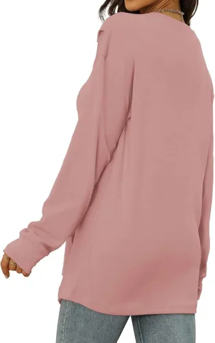 Vista 4 de WIHOLL Sudaderas para mujer de manga larga con cuello redondo suéter tipo túnica sin botones