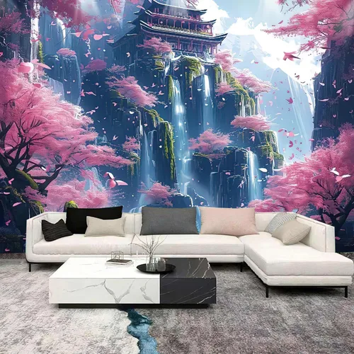 Vista 6 de FENDROM Tapiz de hojas de loto de naturaleza, tapiz de plantas, paisaje natural verde, para colgar en la pared, arte de pared 3D para dormitorio