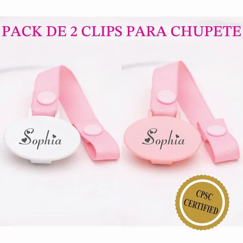 Vista 3 de Chupete personalizado con nombre, paquete de 2, rosa (0-6 meses)
