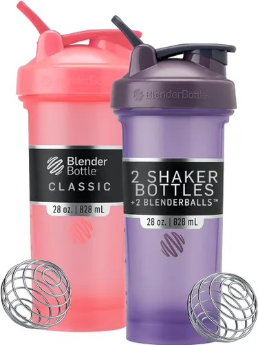 Vista 8 de BlenderBottle Classic V2 - Botella agitadora de plástico de 28 onzas, los colores pueden variar, paquete de 2