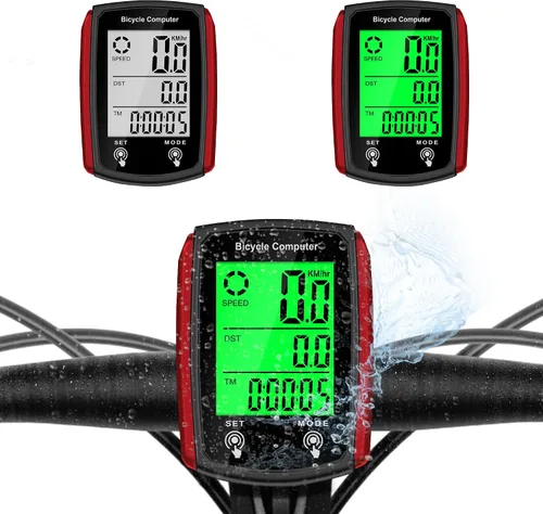Vista 8 de Computadora de bicicleta y odómetro de bicicleta con cable MPH KM/H Velocímetro de bicicleta con despertador automático de velocidad de ciclismo
