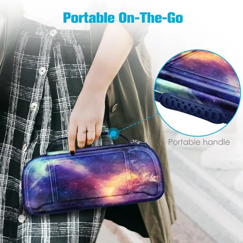 Vista 6 de Fintie Carrying Case for Hori Nintendo Switch Split Pad Pro Controller - Shockproof Protective Cover Travel Bag w30 Game Card Slots, Compatible with