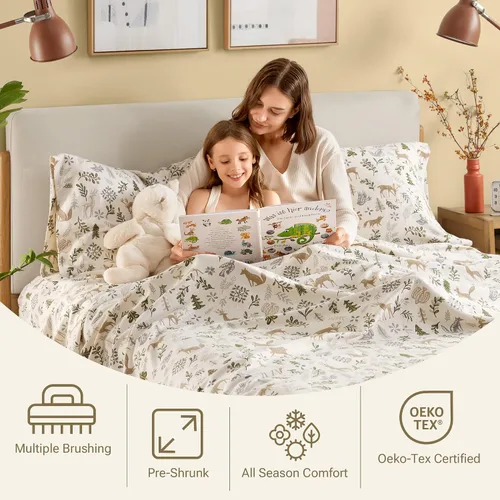 Vista 326 de Sleep Philosophy - True North - Juego de sábanas de franela, 100% de algodón, cómodo, bonito y muy suave, con bolsillo elástico que se adapta a