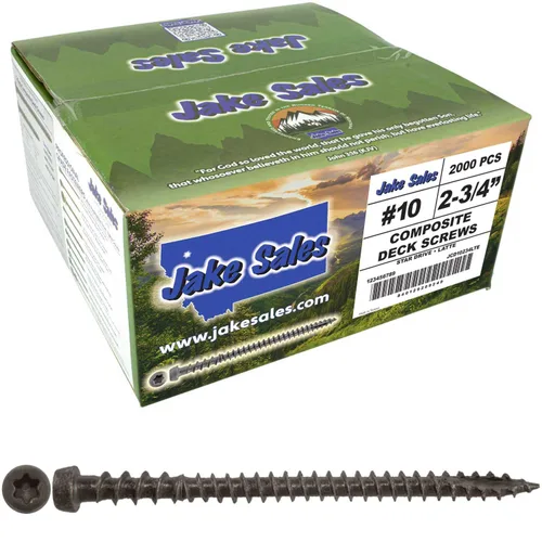 Vista 18 de Jake Sales #10 x 1-3/4" Cape COD Gris - Tornillo para madera de composite para terrazas con recubrimiento exterior, cabeza Torx/Star Drive