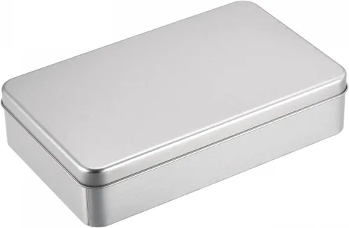 Vista 10 de uxcell Caja de Lata de Metal, 3.54" x 3.54" x 2.17" Recipientes Rectangulares Vacíos de Hojalata con Tapas, Tono Plateado, para Organizador