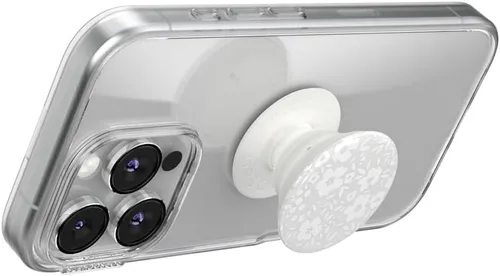 Vista 5 de PopSockets Agarre para teléfono con soporte expandible, agarre adhesivo, color blanco fresco Sujeción segura y cómoda, anticaída, soporte, flor