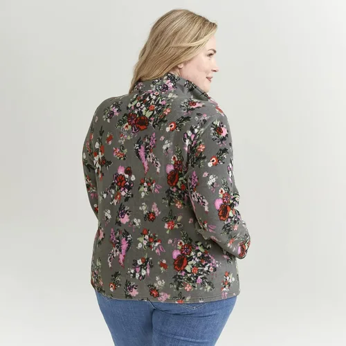 Vista 8 de Vera Bradley Sudadera de forro polar con cuello a presión para mujer con bolsillos (rango de tallas extendidas)