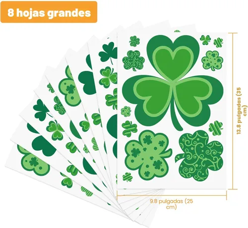 Vista 4 de Adhesivos para ventana del día de San Patricio, 109 calcomanías de ventana de trébol para decoraciones del día de San Patricio