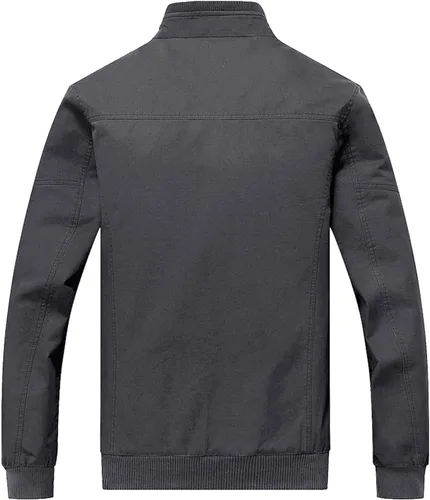 Vista 4 de Crysully - Chaqueta cortavientos para hombre, estilo informal y cuello militar, para primavera-otoño